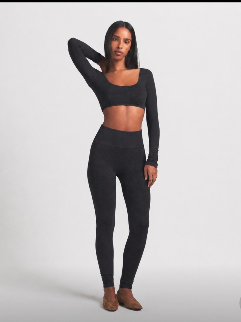 Skims wool ribbed high waisted leggings size small in obsidian NWT